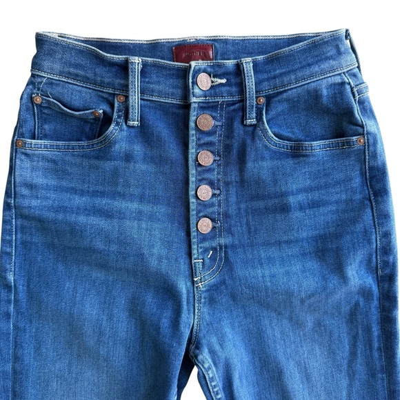 MOTHER The Pixie Rider Ankle Jean Taxi Blue Size 27 Flare NWOT High Rise - Picture 3 of 9